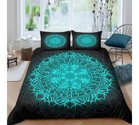AAHARYA Parure de lit 3D Mandala Néon Microfibre Chambre Ado | Résistant aux couleurs, Fermeture éclair cachée, Toutes saisons, Respirant, Doux, Lavable en machine, Entre Single（135x200cm）
