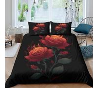 AAHARYA Parure de lit 3D Rose Ardente Chambre ado déco | Résistant aux Couleurs, Doux, Respirant, Toutes Saisons, Lavable en Machine King（220x240cm）