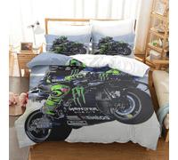 AAHARYA Parure de lit double douce avec housse de couette et taie d'oreiller Motif Moto GP Racing 200 x 200 cm