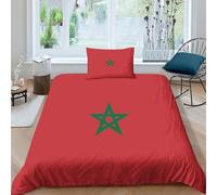 AAHARYA Parure De Lit Drapeau du Maroc pour Enfants,Adultes - Drapeau National Housse De Couette pour Chambre À Coucher - en Microfibre avec Taies d'oreiller Single（135x200cm）