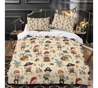 AAHARYA Parure Housse de Couette Pirate Enfant 3D Microfibre | Double（200x200cm）toucher doux hypoallergénique fermeture éclair entretien facile chambre ado cadeau