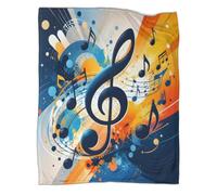 AAHARYA Plaid en Microfibre Motif Musical déco canapé | 60x80inch douceur microfibre toucher moelleux léger chaud design musical lit accent textile maison