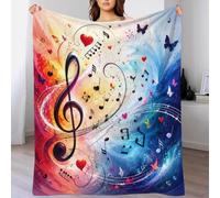AAHARYA Plaid Microfibre Motif Musical Doux Fleece Canapé | 40x50inch toucher microfibre doux léger chaleur design musical déco salon lit imprimé coloré ambiance cadeau