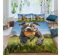 AAHARYA Staffordshire Bull Terrier Housse De Couette Parure De Lit,Chiot Mignon 3D Housses De Couette Imprimé Microfibre Ensemble De Literie Housse De CouettesDouble(200x200cm)