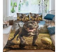 AAHARYA Staffordshire Bull Terrier Housses De Couette Imprimé en 3D Chiot Mignon avec Ensemble De Literie De Housse De Couette Taie d'oreiller,pour Garçons Et Filles Couette Sets King（220x240cm）