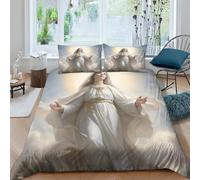 AAHARYA Vierge Marie Housse De Couette, Parure De Lit en Imprimé Style Religieux Vintage Couette Sets en Microfibre Housse De Couettes Et Taie d'oreiller pour Garçons Et Filles Double（200x200cm）