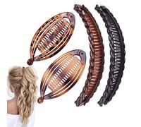 Aaiffey Lot de 4 pinces à cheveux en forme de banane, style vintage, idéal pour les cheveux épais et bouclés.