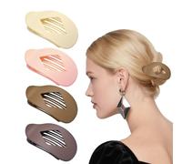 Aaiffey Lot de 4 pinces à cheveux plates pour femmes, pinces à cheveux rondes carrées plates en forme de bec de canard, pinces à cheveux françaises sécurisées, forte prise en main pour coiffure