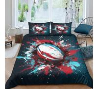 AAIRRA Housse De Couette King（220x240cm）,Rugby coloré Imprimé Parure De Lit 2 Personnes Fille Garçon Microfibre Ensemble De Literie avec Housses De Couettes Et Taie d'oreiller