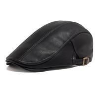 AAIXXIZAO Béret Homme Mode Hommes PU Cuir Béret Visière Casquette Plate Épaissir Chapeau Chaud Bérets Vintage Gavroche Casquettes Noir
