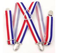 AAIXXIZAO Bretelles Suspender Bretelles À Pois Noirs Classiques Élastique Quatre Clip Pantalon Suspendu Ceinture Ceinture Arrière Lâche (Bleu, Blanc Et Rouge Épais)