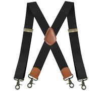 AAIXXIZAO Bretelles Suspender Bretelles De L’Homme 4 Heavy Boucle Bretelles Sangle Élastique Boucle en Bronze Ancien Cadeau du Père (Noir)