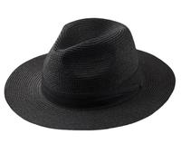 AAIXXIZAO Chapeau Paille Femme Chapeaux De Soleil Classiques pour Hommes Femmes Panama Chapeaux Couple Large Bord Plage Chapeau De Paille Xl61-64Cm Noir