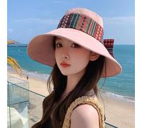 AAIXXIZAO Chapeau Paille Femme Les Femmes Panaméennes Grand Chapeau À Bords pour La Protection Solaire Plage Pêcheur Seau Chapeau 55-58Cm Rose