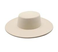 AAIXXIZAO Chapeaux Fedora Trilby Chapeau Feutre Chapeau Femme Grand Chapeau Large Chapeau Derby Mariage Jazz Chapeaux Flat Top Chapeau en Feutre 56-58Cm Beige