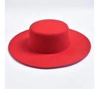 AAIXXIZAO Chapeaux Fedora Trilby Chapeau Feutre Chapeau pour Femmes Grand Chapeau Large Derby Mariage Jazz Chapeaux Chapeau en Feutre Plat 56-58Cm Rouge