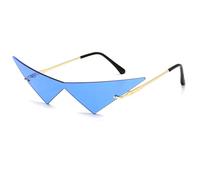 AAIXXIZAO Lunette De Soleil Homme Surdimensionné sans Monture Lunettes De Soleil Femmes Mode Lentille Lunettes De Soleil Femme Tendance Triangle Lunettes Hommes C5Or-Bleu