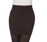 AAIXXIZAO Mini Jupe Crayon Courte Sexy Élastique Plissé Jupe Taille Haute Moulante Mini Jupe Bureau Court Crayon Jupes Solide Taille Unique Café