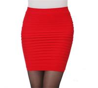 AAIXXIZAO Mini Jupe Crayon Courte Sexy Jupe Plissée Élastique Taille Haute Moulante Mini Jupe Bureau Court Crayon Jupes Solide Taille Unique Rouge