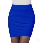 AAIXXIZAO Mini Jupe Crayon Courte Sexy Jupe Plissée Élastique Taille Haute Moulante Mini Jupe Bureau Courtes Jupes Crayon Solide Taille Unique Royalblue
