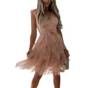 AAIXXIZAO Robe Femme Fille Belle Évider Au Crochet Robe Élégante Mini Robe Dos Nu pour Dating XL Rose