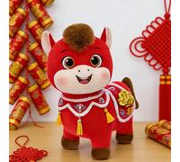 Aakluk Année du Cheval 2026 Cheval en Peluche | Poupées Mignonne Et Adorable De Conception Chinoise De 20 Cm | Figurine De Mascotte Mignonne pour Garçons Et Filles Cadeaux De Nouvel an Chinois Décor