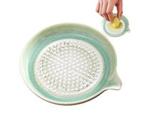 Aakluk Râpe Plate,Céramique Fait Main avec glaçure dégradée - Râpe à ail en céramique avec Bol et Assiette intégrés | Idéal pour fromages, chocolats, oignons, Citrons, Fruits, légumes, Gingembres et