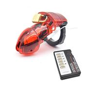 AAKOMA Cage de chasteté de choc électrique d'hommes, jouets sexuels de dispositif de verrouillage de cage de débutant de douille de pénis en plastique pour le mâle adulte, rouge