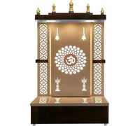 Aakrati Temple en bois blanc à DEL pour la maison et le bureau | Temple | Puja Mandir | Tenture murale et dessus de table Maison Mandir avec Gopuram/Tombe (40,6 x 20,3 x 15,2 cm, le plus petit)