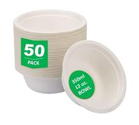 aaksh 555 Lot de 50 bols jetables solides, 340 ml, utilisés pour les aliments chauds et froids, bols à soupe, desserts, biodégradables pour fête d'anniversaire, service, jetable
