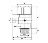 Aalberts SEPP Vanne de vidange base DIN 0018905 DN 8 x R 2000 /4, auto-étanche, pivotante , laiton