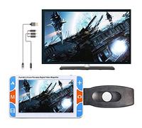 AALGO Loupe Numérique Vidéo Portable 5 Pouces Aides à La Lecture électroniques avec Poignée,Zoom 3x-48x 26 Modes De Couleur Batterie Rechargeable,Sortie HDMI Et AV,Fonction D'invite Vocale