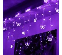 AALIN Rideaux Papillon Guirlande Lumineuse LED Violet 3.5M 16 Pcs 8 Modes IP44 Étanche USB pour Intérieur et Extérieur