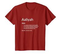 Aaliyah est Gentille et drôle Définition du nom Aaliyah T-Shirt, Enfant, Canneberge, 3 Ans