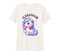 Aaliyah - Motif Licorne Mignon pour Fille - Nom Aaliyah T-Shirt Haut de Gamme