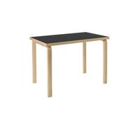 ARTEK table AALTO TABLE 80B (Bouleau laqué naturel, plateau en linoléum noir - Bois massif et placage)