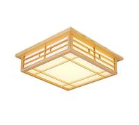 Aangeebone Lampes Suspendues Japonaises - Rectangulaires LED en Bois Tatami - Abat-jour Blanc avec Cadre en Bois - Plafonnier pour Chambre et Salon - 35 x 35 x 11 cm - Élégance et Style Moderne