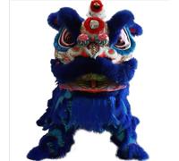 AANNAA Tête de danse du lion chinoise faite à la main - Accessoire de danse du dragon en soie traditionnelle(Blue)