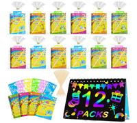 Aannanl 12 Carte a Gratter Enfant Bricolage Enfant 3 4 5 6 7 8 Ans,Dessin a Gratter,Pochette Activite Voyage Fille Garçon