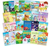 Aannanl 24 Mini Livres de Coloriage Pour les Enfants de 2 à 4 Ans, Cadeaux D'Anniversaire de Fête, Activités Pour les Classes D'école, y Compris les Dinosaures, les Sirènes, les Princesses