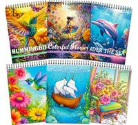 Aannanl 3Pcs Coloriage Adulte Debutant,Art-Therapie pour Stress Relief | Format A4,Reliure à Spirale,convient aux Femmes, aux Hommes, aux Personnes âgées pour la relaxation et Anti l'anxiété