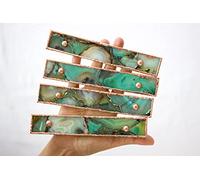AANTHROPOLOGY By Rhea Lot de 4 poignées/tirettes/barbarella en agate verte (finition or rose)