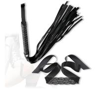 Aaobor Ensemble de fouets d'équitation multifonctionnels en Cuir Noir 2 pièces, spécialement conçus pour l'enseignement équestre, légers, Portables, Robustes et durables