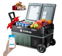 AAOBOSI 30L Glaciere Electrique, Bi-Zone, Glacière Électrique Voiture avec APP, Éclairage LED, 12/24V et 100-240V, Charge USB, -20°C à 20°C, Réfrigérateur à Compresseur, Adapté aux Vacances en Voiture