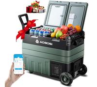 AAOBOSI 50L Glaciere Electrique, Bi-Zone, Glacière Électrique Voiture avec APP, Éclairage LED, 12/24V et 100-240V, Charge USB, -20°C à 20°C, Réfrigérateur à Compresseur, Adapté aux Vacances en Voiture