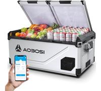 AAOBOSI Glacière à Compression 75L Double Zone，Minimum -20 °C，Boîtier Inox & Intérieur Aluminium Gaufré，12/24V & 100-240V，Glaciere Electrique Contrôle APP pour Voiture，Camping-Car，Bateau，Road Trip