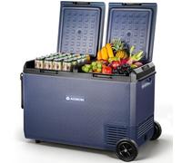 AAOBOSI Glaciere Electrique 95L, Glaciere a Compression Double Zone pour Voiture et Camping-car - Contrôle via App, Résistant IPX4, Roues Incluses, Refroidissement de -20°C à 20°C