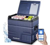 AAOBOSI Glaciere Electrique Double Zone 54L, 12 V/24 V et 100-240 V Glaciere a Compression -20℃ à 20℃, Frigo Voiture pour Camion, Bateau, Camping