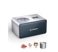 AAOBOSI Machine à crème glacée automatique de 1,5 l avec compresseur intégré, en acier inoxydable, pas de pré-congélation, 4 modes de yogourt glacé avec affichage LED et minuterie, fonction Keep Cool,