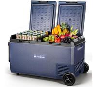 AAOBOSI Réfrigérateur de voiture de 75 L, double zone avec roues et poignée de tirage, étanchéité IPX4, contrôle par application, 12 V/240 V, -20 °C à 20 °C - Idéal pour camping-car, camion, bateau